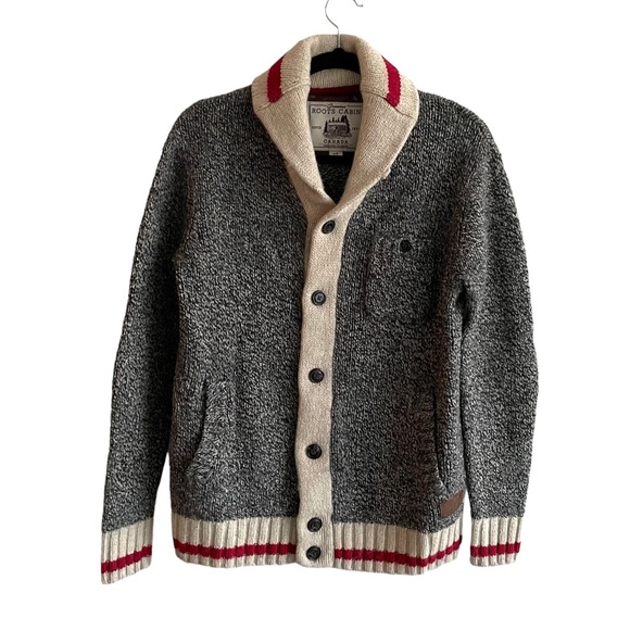 Roots Other - ROOTS Canada Men’s Cabin Wool Button Front Chunky Knit Cardigan Sweater Hood L